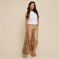 Cargo Pant Laine Wide Leg Elastic Tie Waist with Pockets