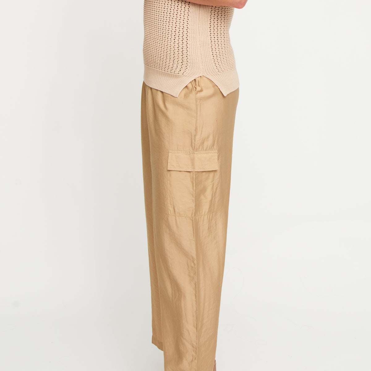 Cargo Pant Laine Wide Leg Elastic Tie Waist with Pockets