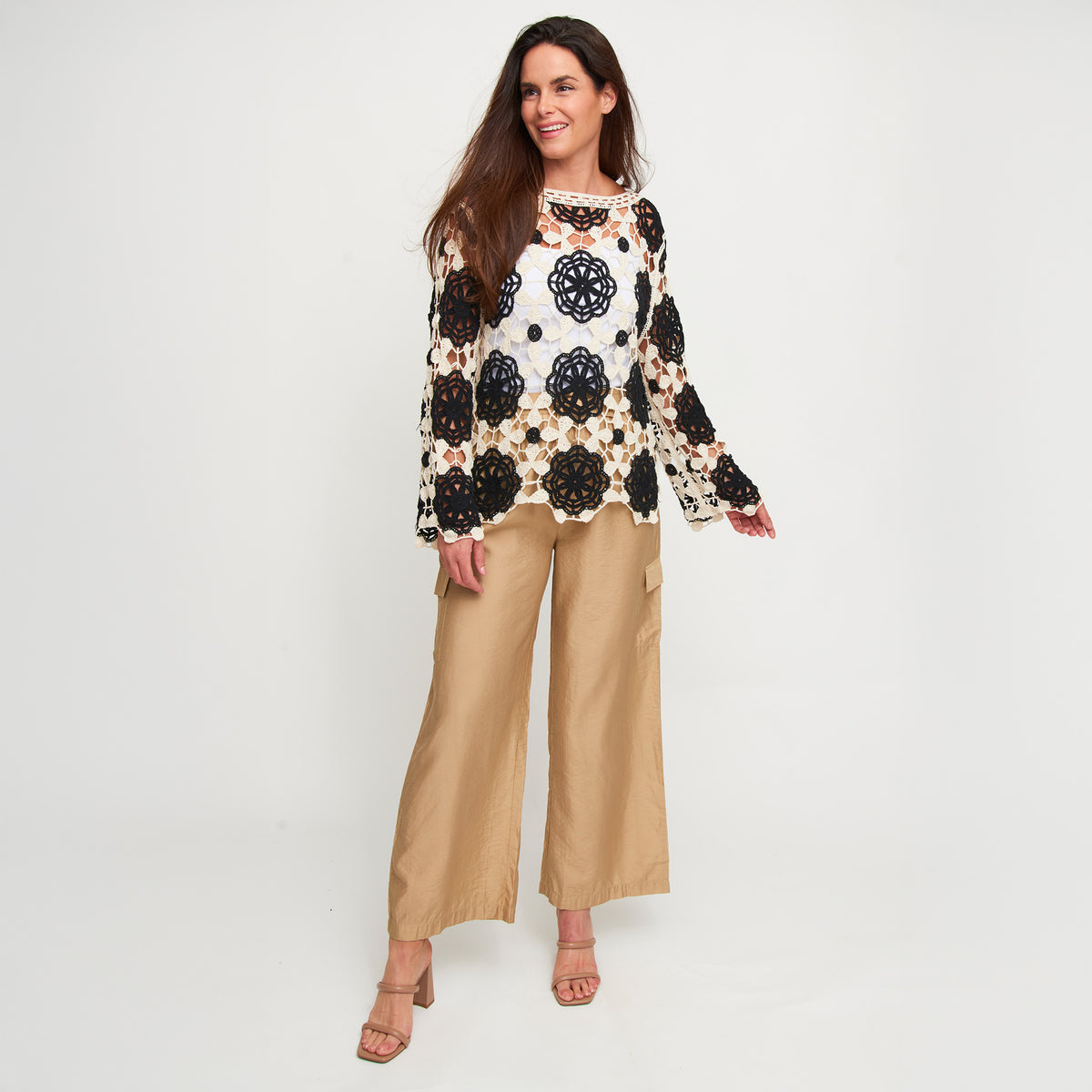 Cargo Pant Laine Wide Leg Elastic Tie Waist with Pockets