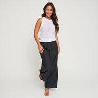 Cargo Pant Laine Wide Leg Elastic Tie Waist with Pockets