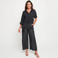 Cargo Pant Laine Wide Leg Elastic Tie Waist with Pockets