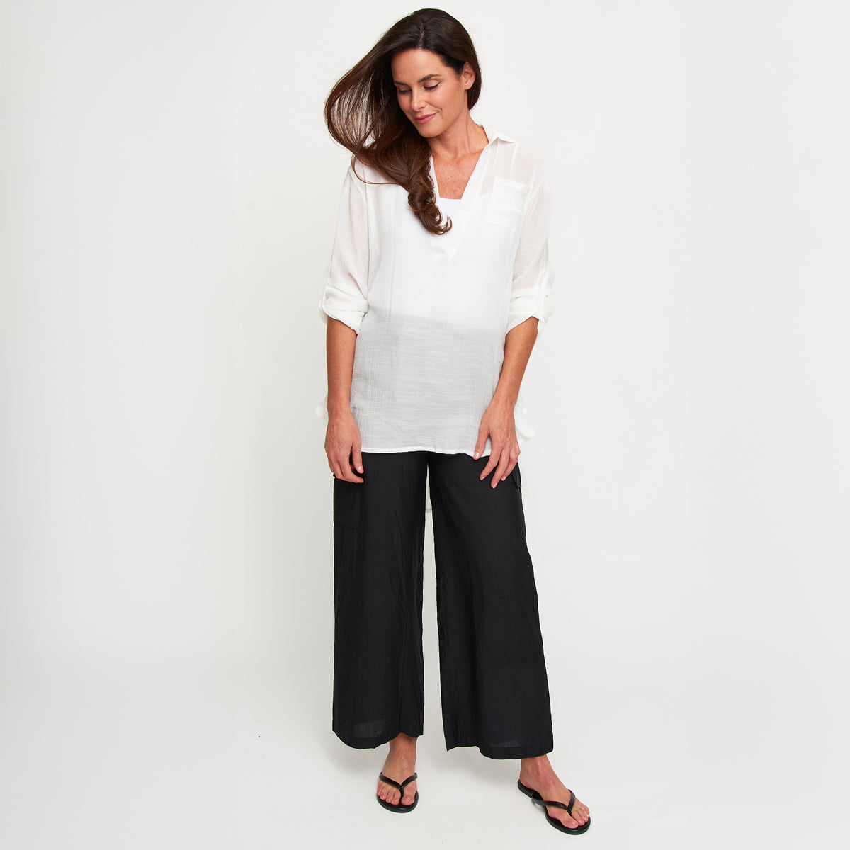 Cargo Pant Laine Wide Leg Elastic Tie Waist with Pockets