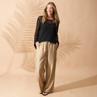 Knit Sweater Josie Long Flare Sleeve Crochet Swim Cover Up