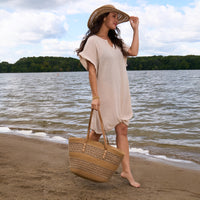 Beach Dress Rue Waffle Knit Short Sleeve Swim Cover Up