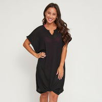 Beach Dress Rue Waffle Knit Short Sleeve Swim Cover Up