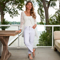 Crochet Cardigan Brie Open Knit Front Tie Long Sleeve