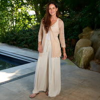 Crochet Cardigan Brie Open Knit Front Tie Long Sleeve