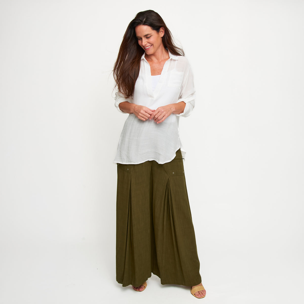 Swim Shirt Lila Deep V-Neck Cover Up Top with Front Pocket