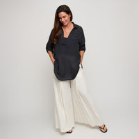 Swim Shirt Lila Deep V-Neck Cover Up Top with Front Pocket