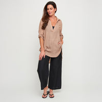 Swim Shirt Lila Deep V-Neck Cover Up Top with Front Pocket