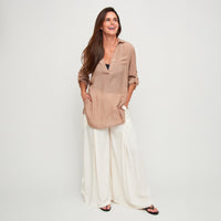 Swim Shirt Lila Deep V-Neck Cover Up Top with Front Pocket