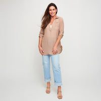 Swim Shirt Lila Deep V-Neck Cover Up Top with Front Pocket