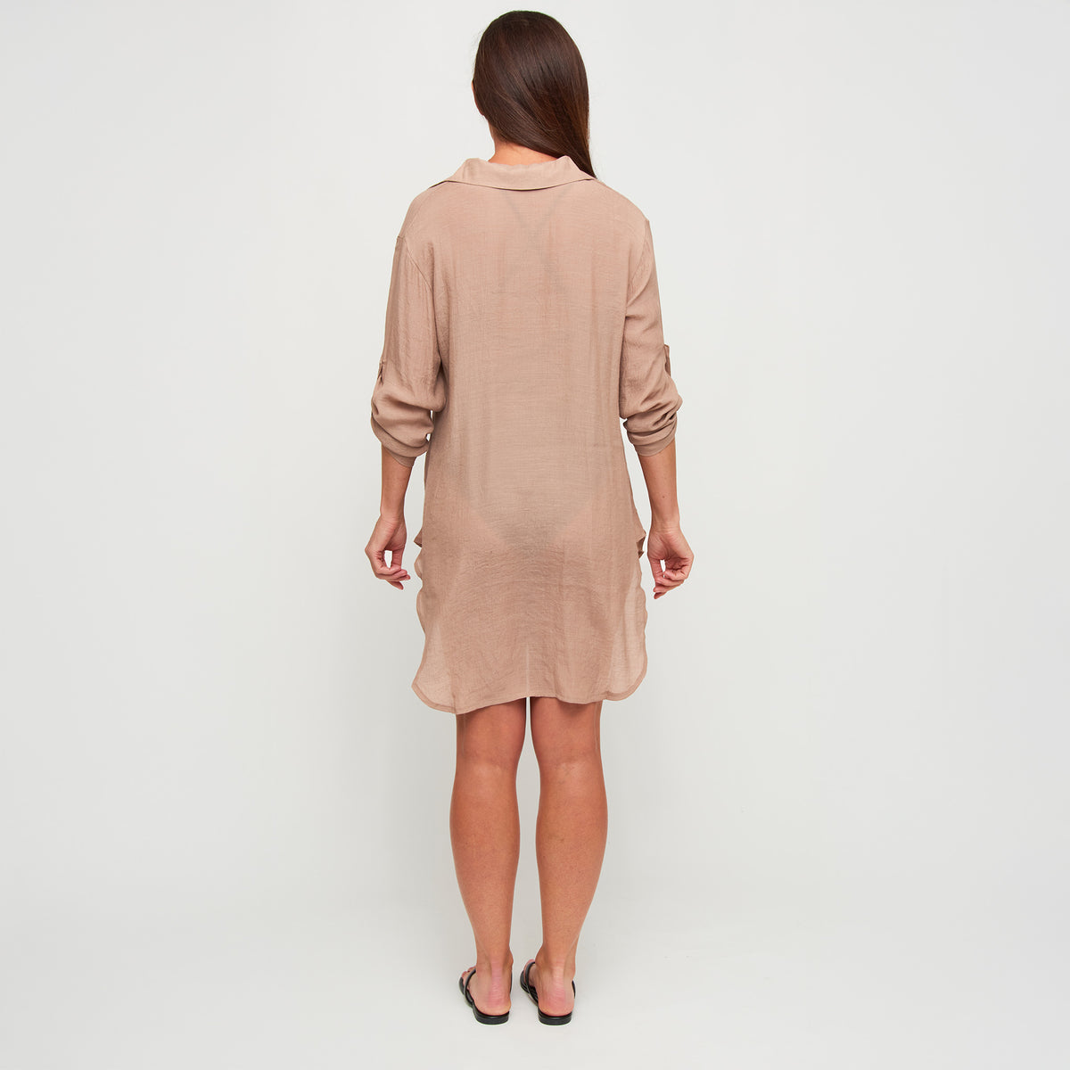 Swim Shirt Lila Deep V-Neck Cover Up Top with Front Pocket