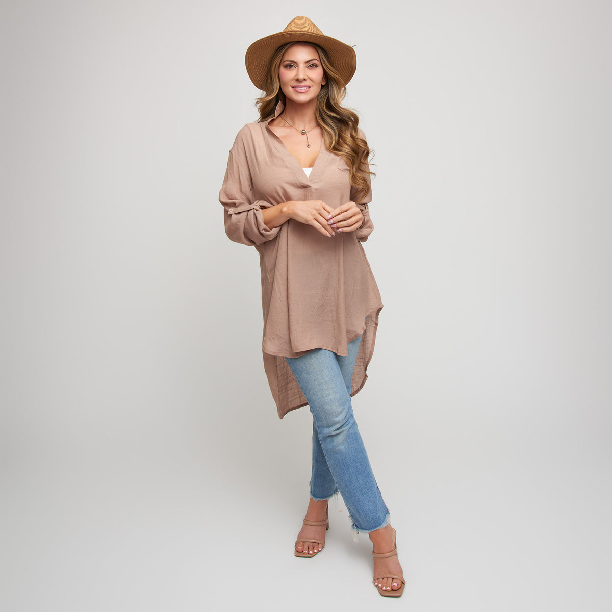 Swim Shirt Lila Deep V-Neck Cover Up Top with Front Pocket