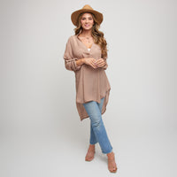 Swim Shirt Lila Deep V-Neck Cover Up Top with Front Pocket