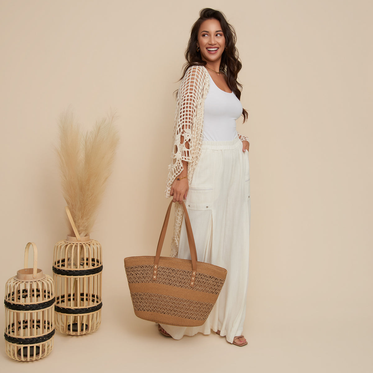 Knit Cardigan Iris Open Crochet Kimono Cotton Cover Up