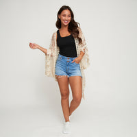 Knit Cardigan Iris Open Crochet Kimono Cotton Cover Up