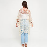 Knit Cardigan Iris Open Crochet Kimono Cotton Cover Up
