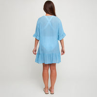 Swim Cover Up Alix Ruffle Hem Short Sleeve Button Down Dress