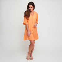 Swim Cover Up Alix Ruffle Hem Short Sleeve Button Down Dress