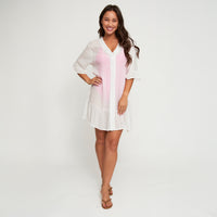Swim Cover Up Alix Ruffle Hem Short Sleeve Button Down Dress