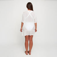 Swim Cover Up Alix Ruffle Hem Short Sleeve Button Down Dress