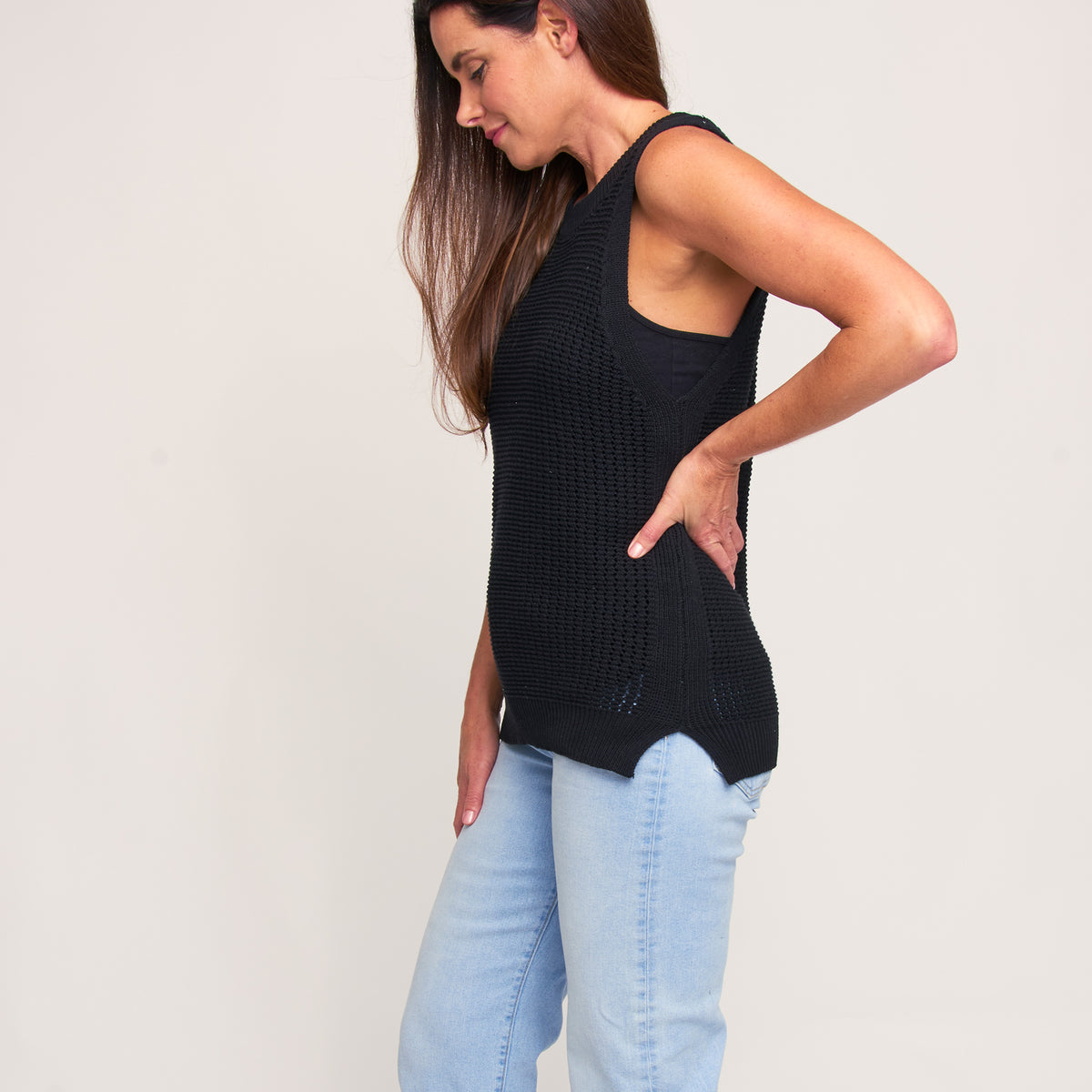 Tank Top Mira Cotton Sleeveless Sweater Knit Top