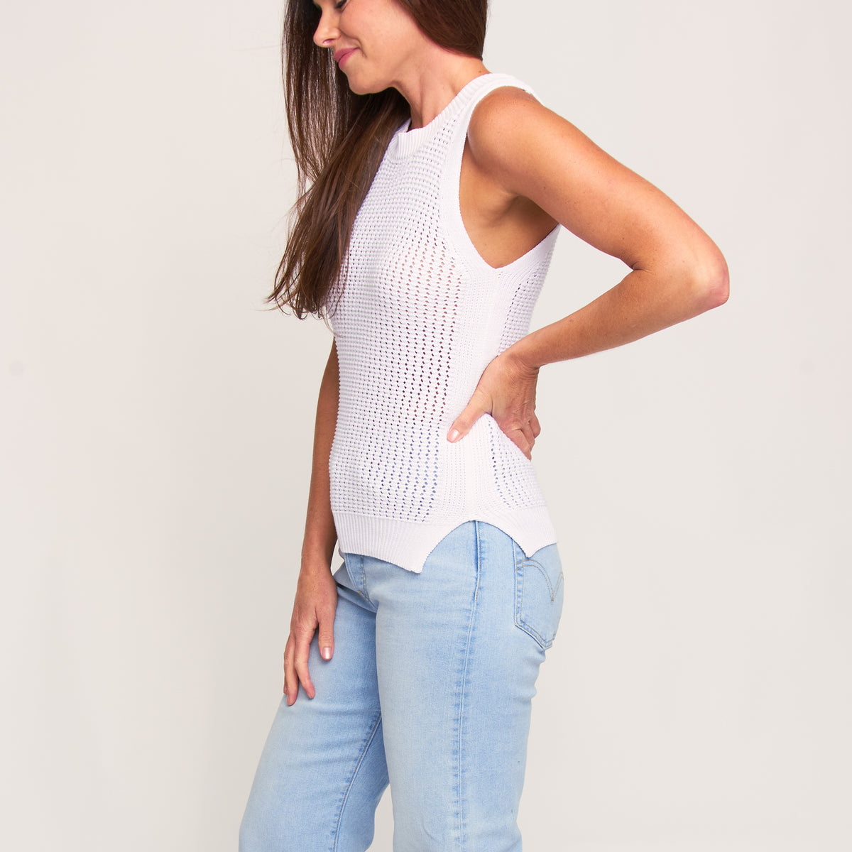 Tank Top Mira Cotton Sleeveless Sweater Knit Top