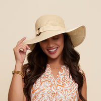 Sun Hat Isabelle Woven Wide Brim Shell Ring
