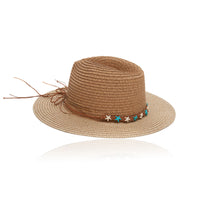 Fedora Hat Zola Woven Panama Beaded Band