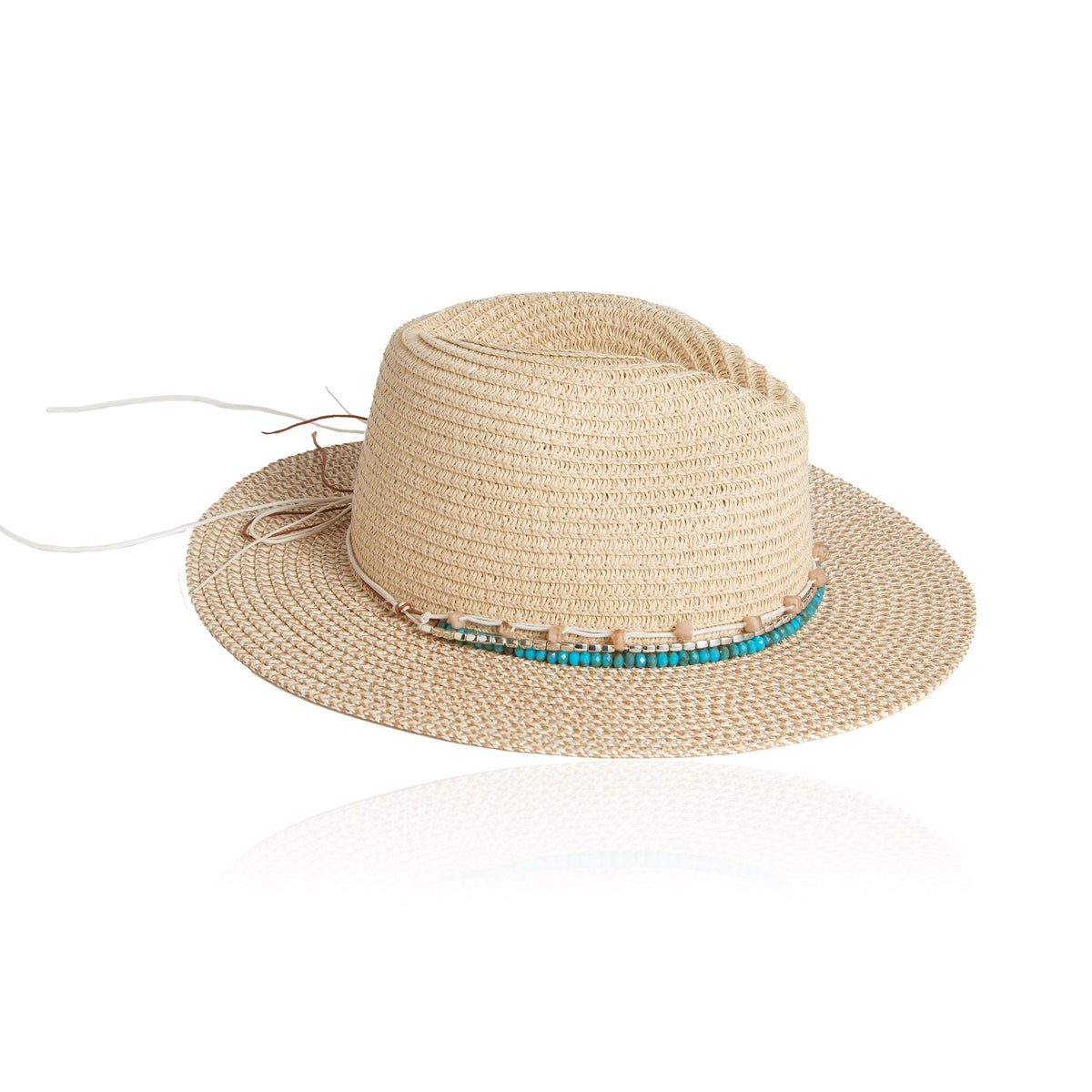 Fedora Hat Zola Woven Panama Beaded Band