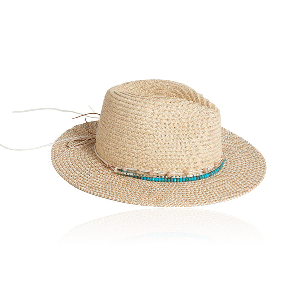 Fedora Hat Zola Woven Panama Beaded Band