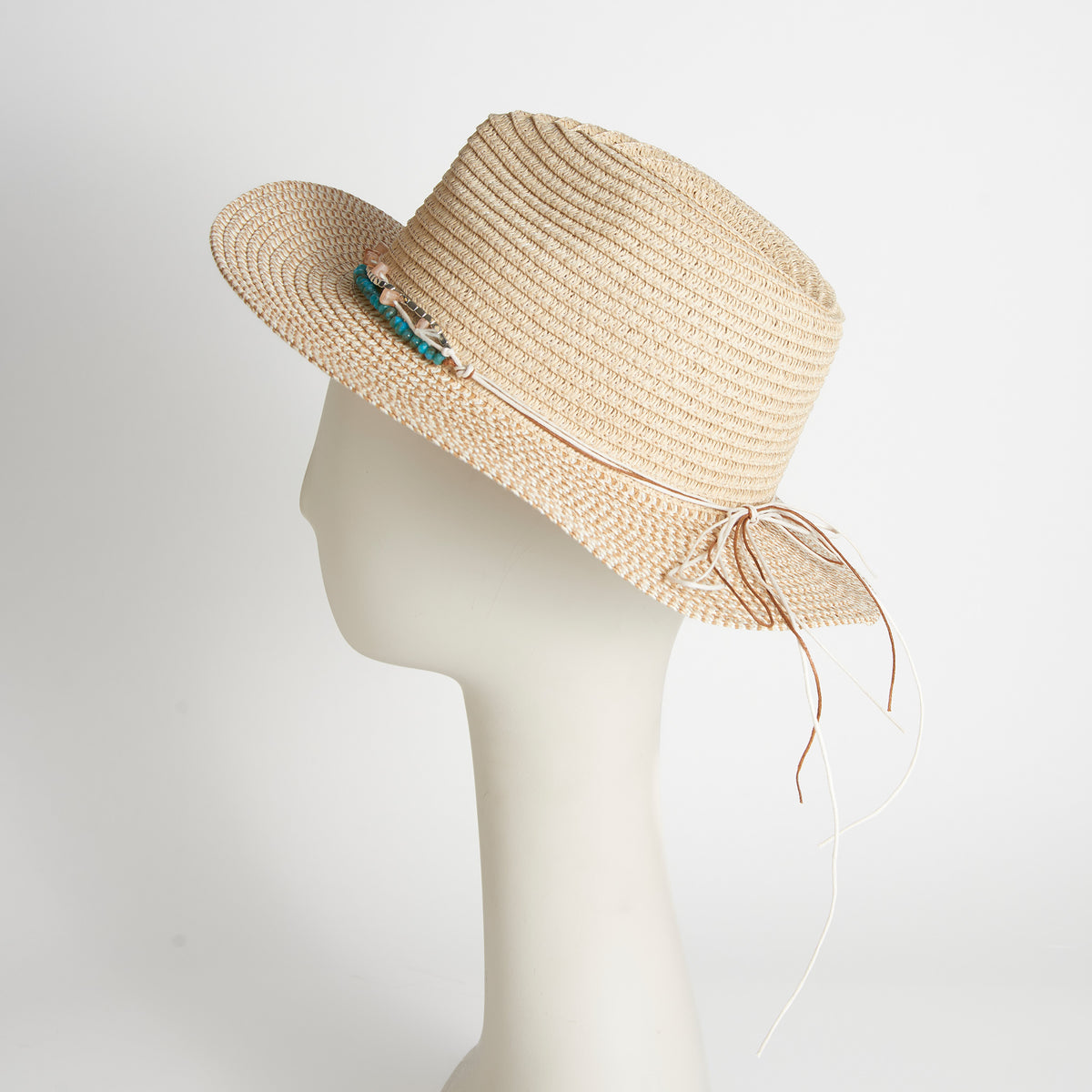Fedora Hat Zola Woven Panama Beaded Band