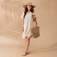 Sun Hat Katen Two Tone Open Woven Wide Brim