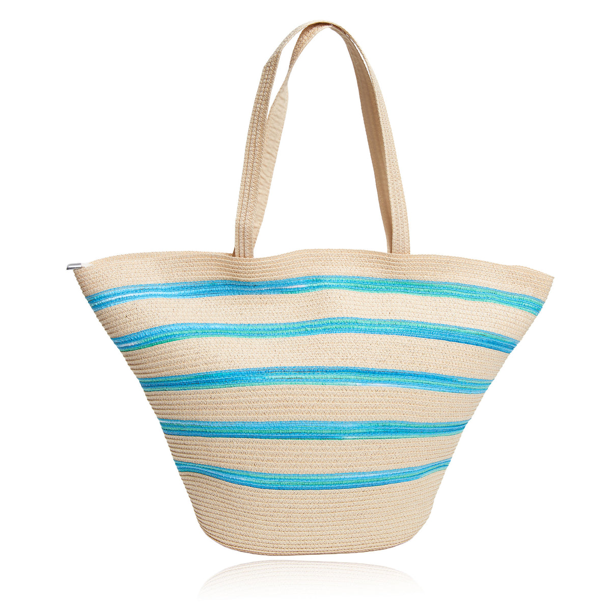 Tote Bag Nicoline Blue Ombre Zipper Beach Bag 20"x13"