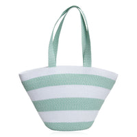 Tote Bag Sarai Two Tone Woven Zipper Beach Bag 19"x12"