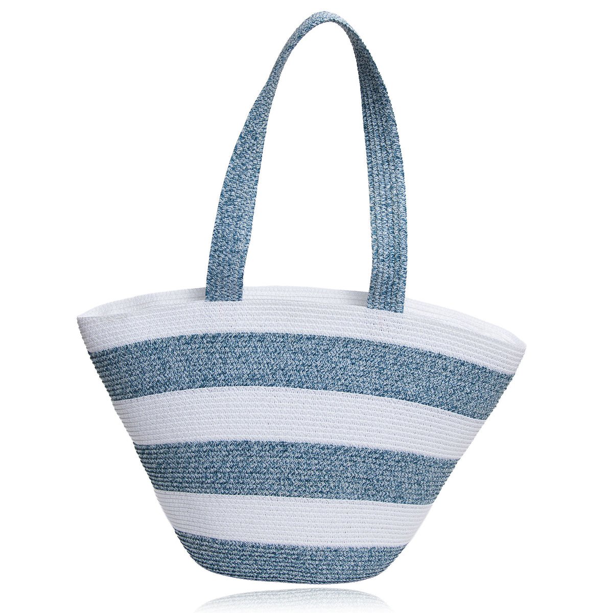 Tote Bag Sarai Two Tone Woven Zipper Beach Bag 19"x12"