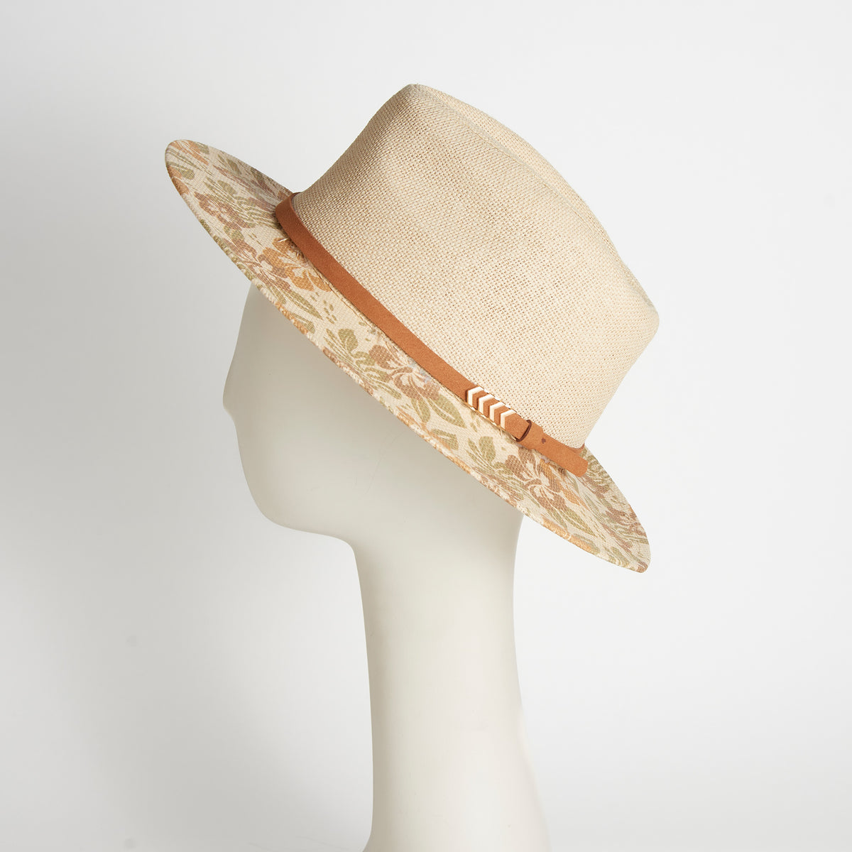 Fedora Hat Gianna Floral Panama Vegan Leather Band