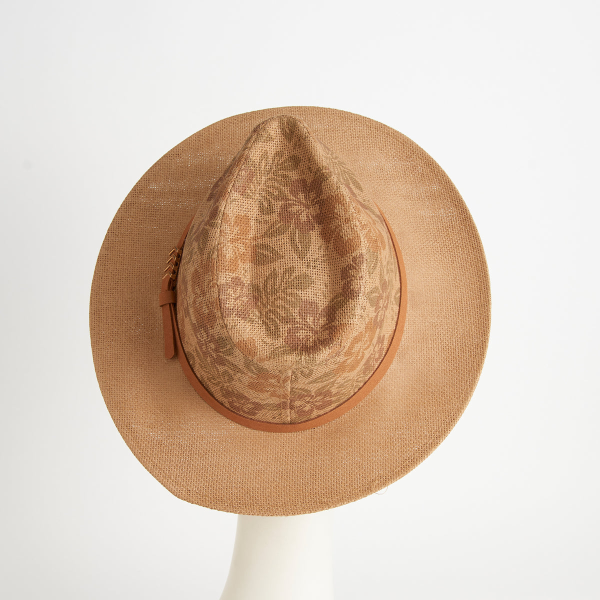 Fedora Hat Gianna Floral Panama Vegan Leather Band