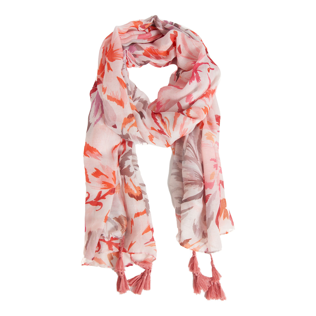 Lightweight Scarf Maylee Floral Summer Fashion with Tassels