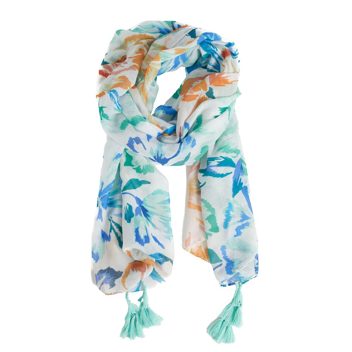 Lightweight Scarf Maylee Floral Summer Fashion with Tassels