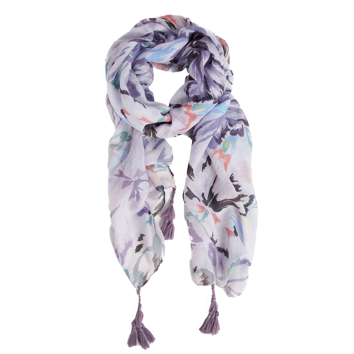 Lightweight Scarf Maylee Floral Summer Fashion with Tassels