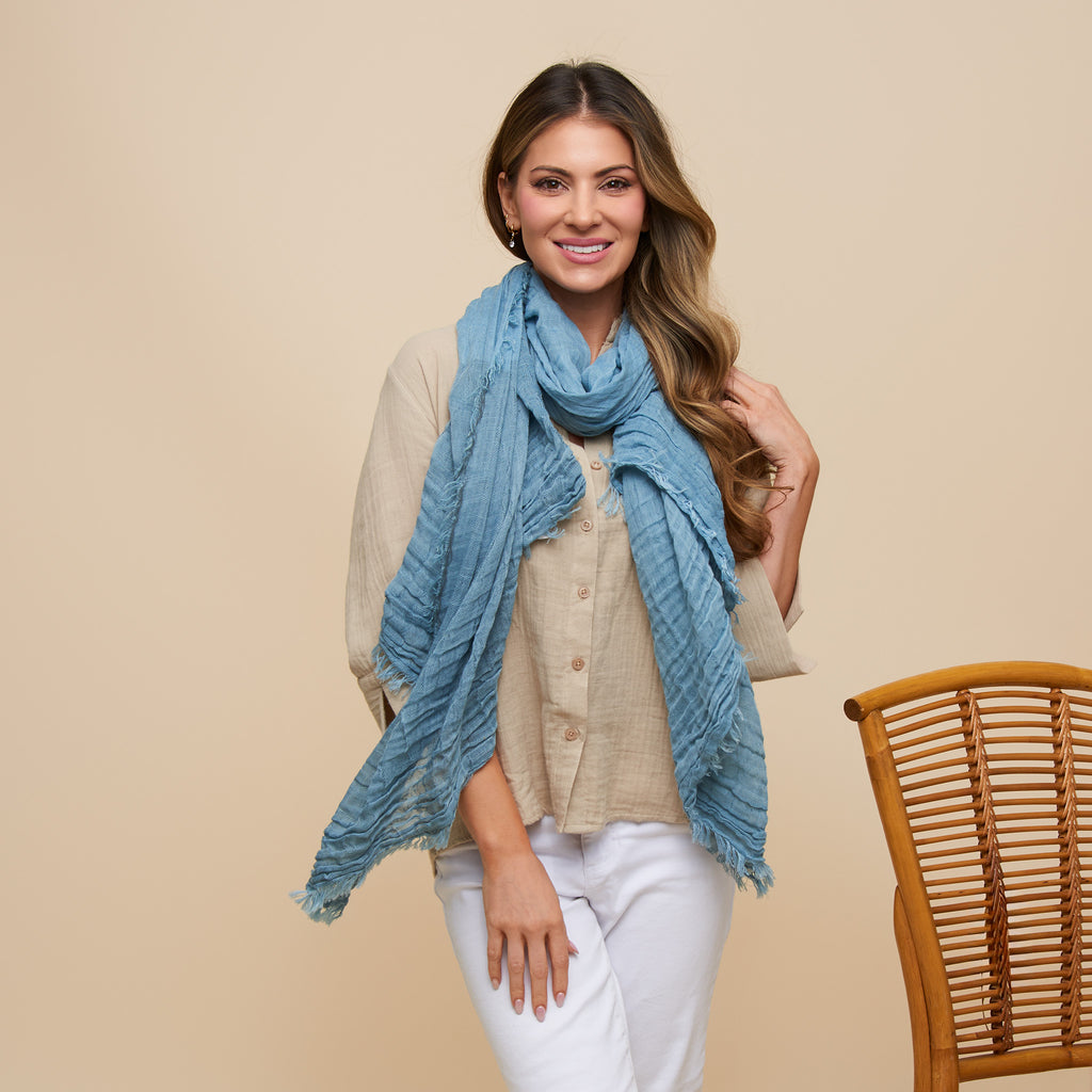 Lightweight Scarf Miranda Colorblock Summer Fringe Edge – Elsie & Zoey
