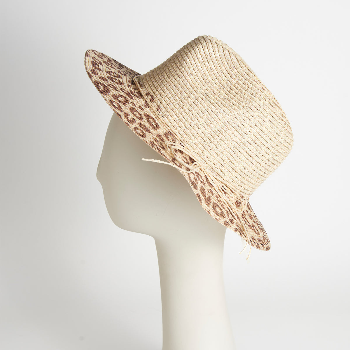Fedora Hat Michela Leopard Print Brim Panama