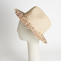 Fedora Hat Michela Leopard Print Brim Panama