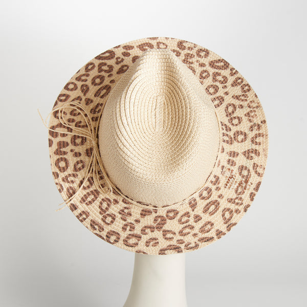 Fedora Hat Michela Leopard Print Brim Panama