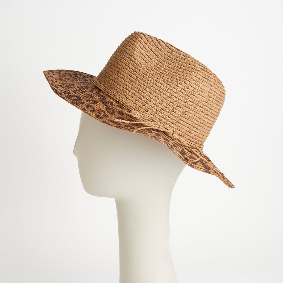 Fedora Hat Michela Leopard Print Brim Panama