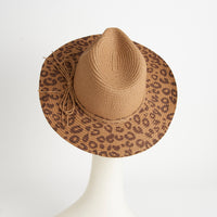 Fedora Hat Michela Leopard Print Brim Panama