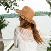 Fedora Hat Michela Leopard Print Brim Panama