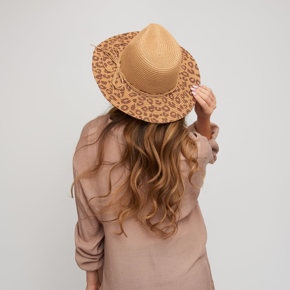 Fedora Hat Michela Leopard Print Brim Panama